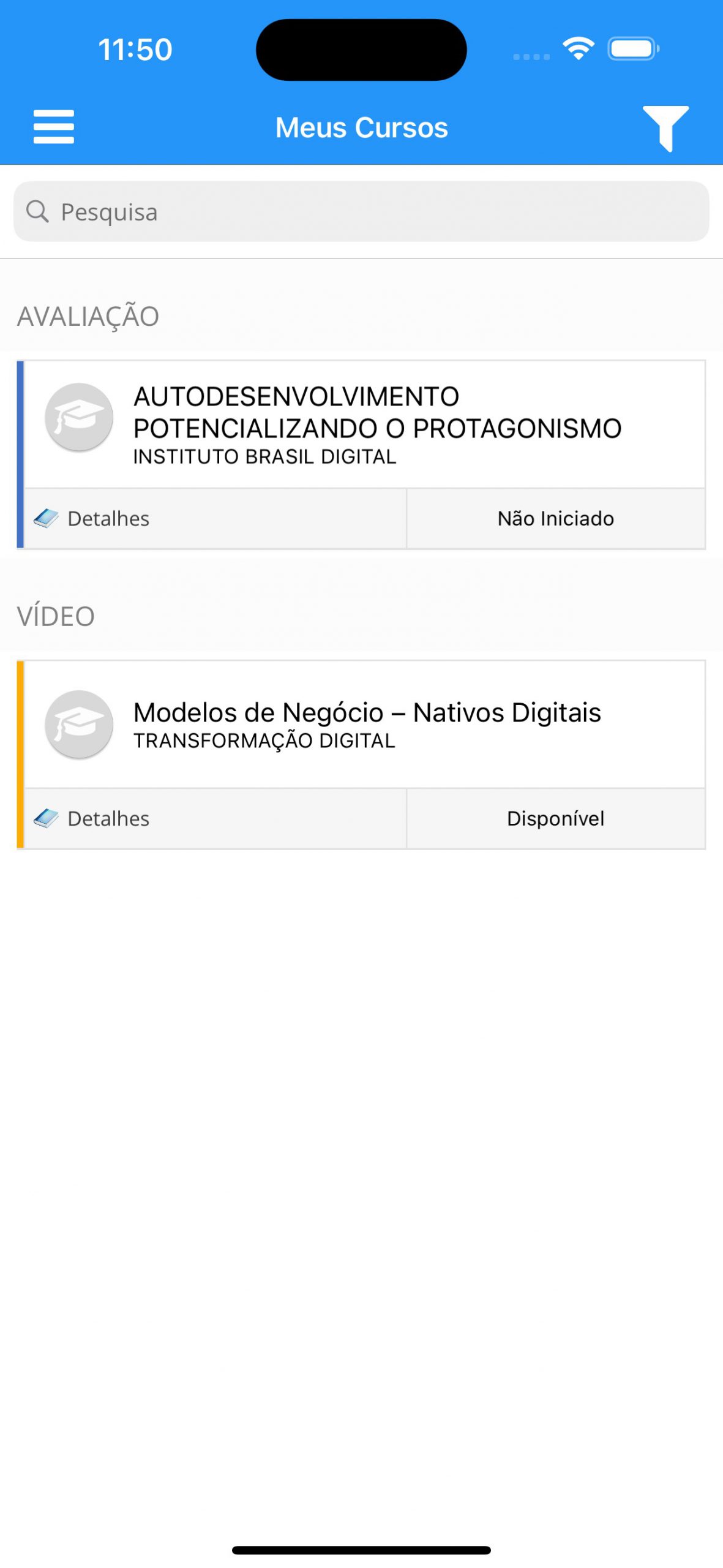IBD Mobile 4. Meus Cursos